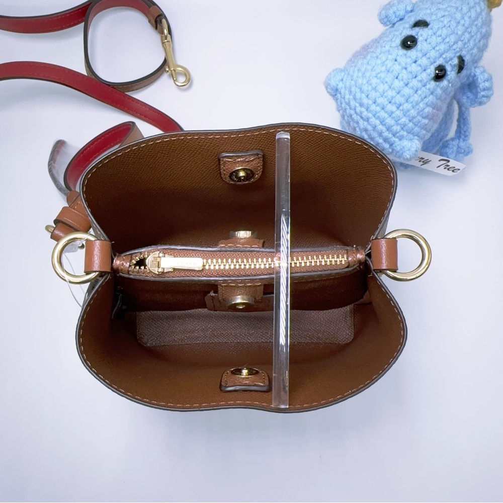 Coach C6835 Mini Town Bucket Bag Signature Canvas w/ Radial Rainbow Khaki $298 - Picture 7 of 11